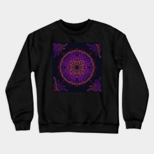 Purple Gradient Mandala Design on Black Background Crewneck Sweatshirt